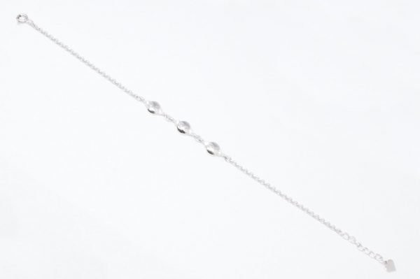 Pulsera de plata rodinada cadena rolo con3 eslabones gucci con 1 cubic en cada extremo el eslabón - Imagen 2