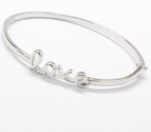 Pulsera de plata esclava con visagra y la palabra LOVE